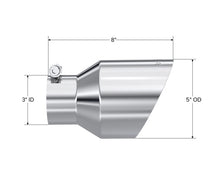 Load image into Gallery viewer, MBRP Universal T304 Stainless Steel Tip 3on ID / 5in OD Out / 8in Length Angle Cut Dual Wall