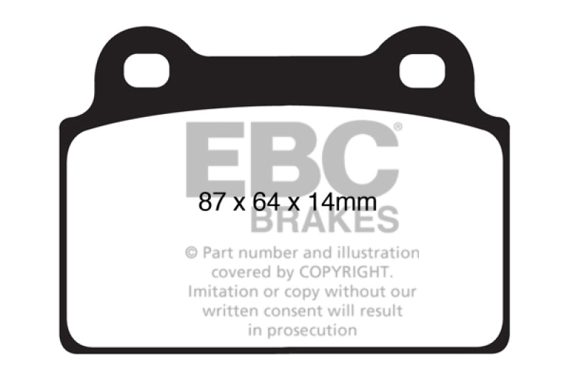 EBC 08-16 Mitsubishi Lancer Evo 10 2.0 Turbo (1 piece rotor) Yellowstuff Rear Brake Pads - DP41985R