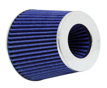 Load image into Gallery viewer, K&amp;N Universal Air Filter Chrome Round Tapered Blue - 4in Flange ID x 1.125in Flange Length x 5.5in H - RG-1001BL