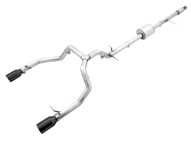 AWE Tuning 4th Gen GM 1500 5.3L 0FG Cat-Back Split Rear Exit (Flat Bumper) - Dual Diamond Tips - 3015-33206