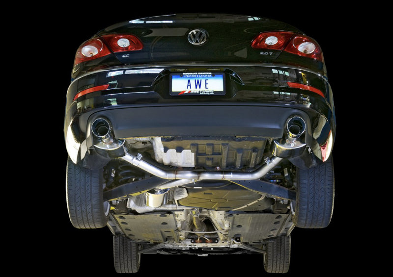 AWE Tuning VW CC Touring Edition Exhaust Dual Outlet - Chrome Silver Tips - 3010-32018