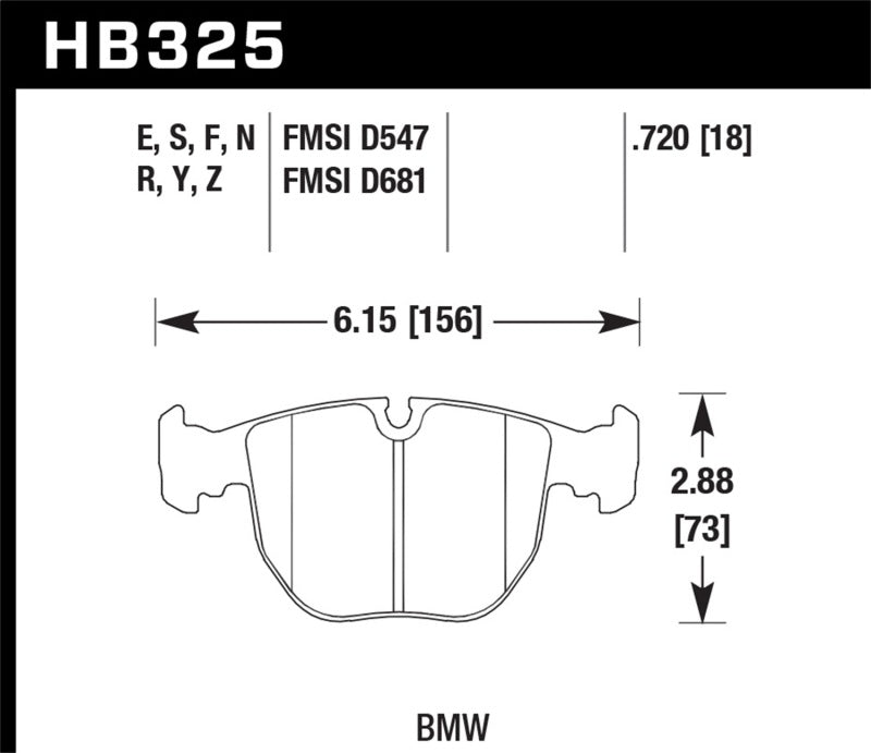 Hawk 01-03 BMW 530I 3.0L / 97-03 BMW 540I 4.4L / 96-01 740I 4.4L / 00-03 M5 5.0L / 01-06 M5 3.0L/4.4 - HB325S.720