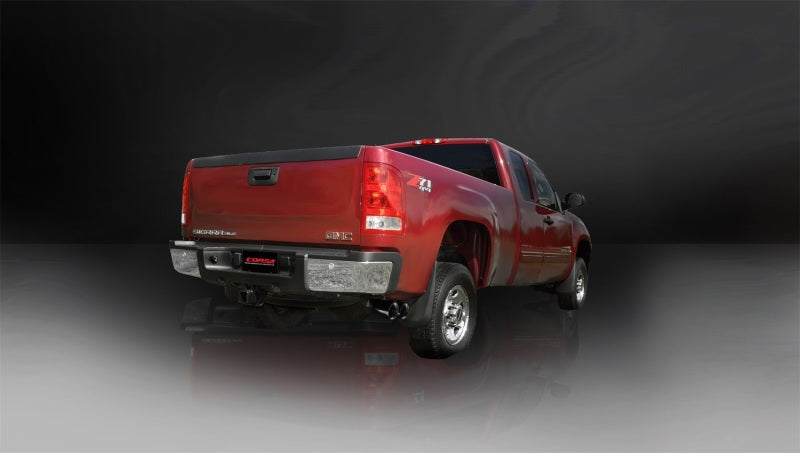 Corsa 11-13 GMC Sierra 6.0L V8 3in Cat-Back Single Side w Twin 4in Black Pro-Series Tips - 14792BLK