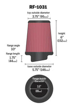 Load image into Gallery viewer, K&amp;N Round Tapered Universal Air Filter 3.5in Flange ID / 5.75in Base OD / 3.75in Top OD / 6in H - RF-1031