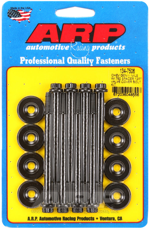 ARP Small Block Chevy GENIII/IV LS Series .750 Spacer 12pt Valve Cover Bolt Kit - Black - 134-7506