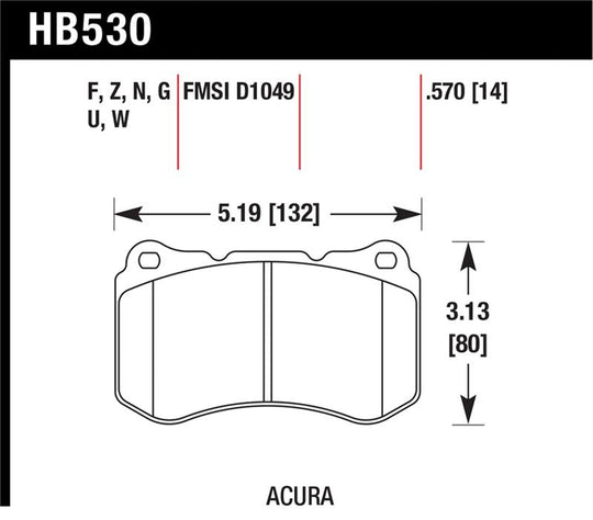 Hawk 07-08 Acura TL 3.5L / 04-08 TL 3.2L Type S HPS Street Front Brake Pads - HB530F.570
