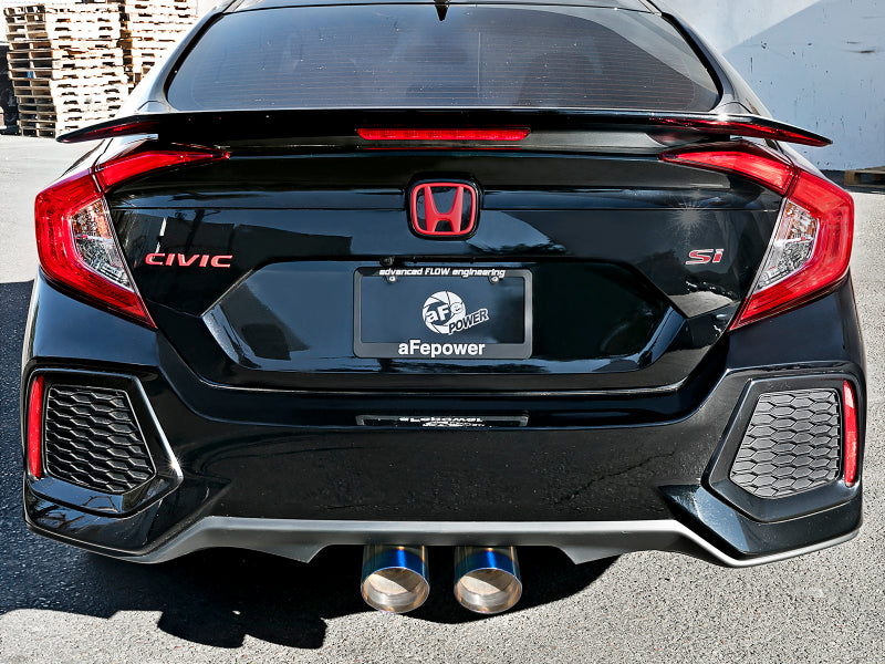 aFe Takeda 3in 304 SS Cat-Back Exhaust System w/ Blue Tips 2017+ Honda Civic Si 4Dr I4 1.5L (t) - 49-36621-L