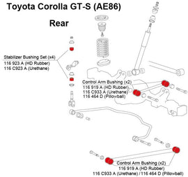 Cusco 83-87 Toyota Corolla GT-S (Trueno) (AE86) Rear Control Arm Bushings (Rubber) - Set of 2