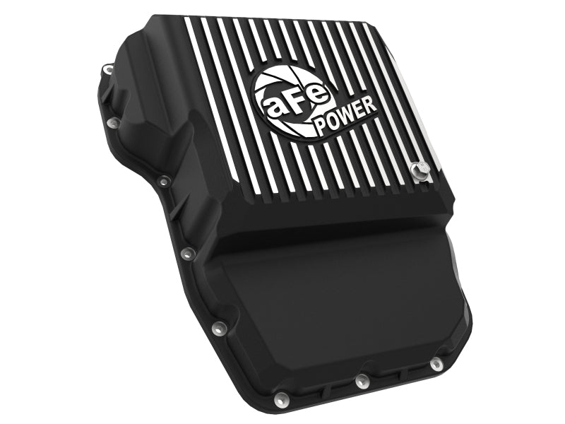 aFe Transmission Pan (Black w/ Machined Fins) 13-19 Dodge Diesel Trucks L6-6.7L (td) - 46-71160B