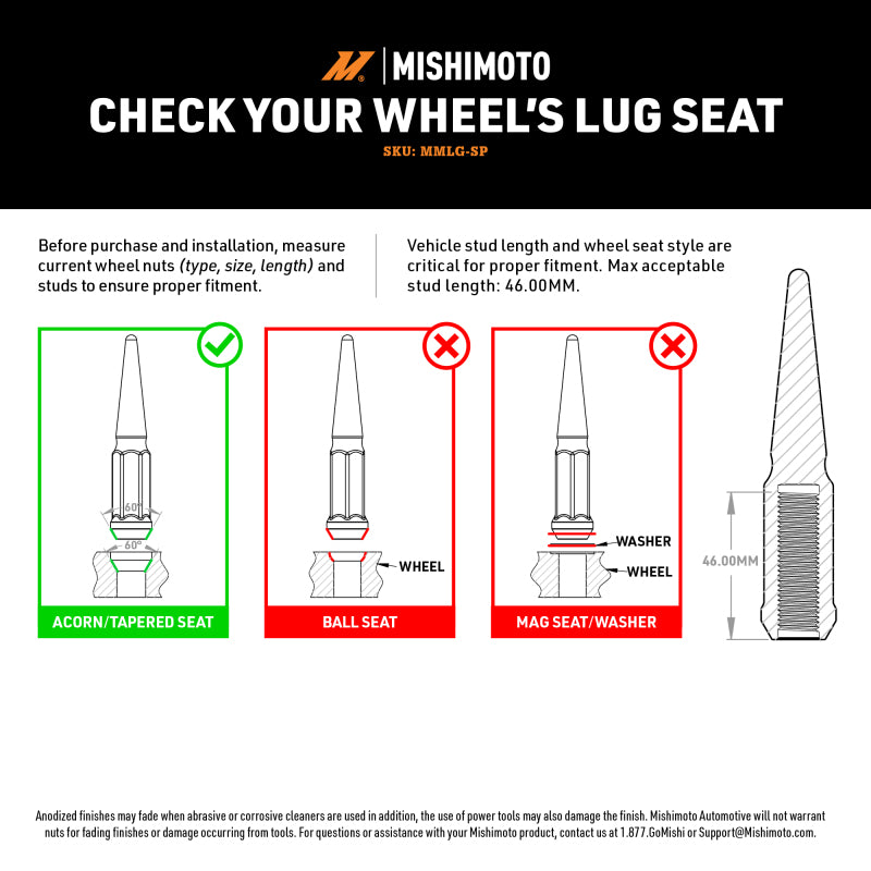 Mishimoto Mishimoto Steel Spiked Lug Nuts M14 x 1.5 32pc Set Chrome - MMLG-SP1415-32CH