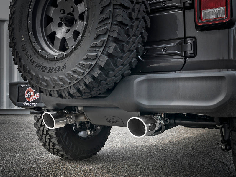 aFe Rebel Series 2.5in 304 SS Cat-Back Exhaust w/ Polished Tips 2018+ Jeep Wrangler (JL) V6 3.6L - 49-38066-P