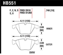 Load image into Gallery viewer, Hawk 07-09 BMW 335d/335i/335xi / 08-09 328i/M3 Blue 9012 Race Front Brake Pads - HB551E.748