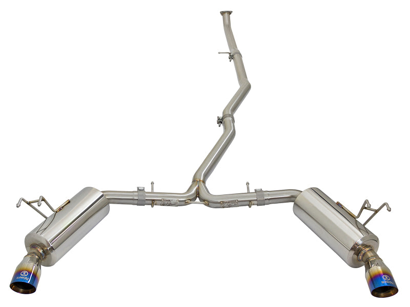 aFe POWER Takeda 16-17 Honda Civic I4-1.5L (t) 2.5-2.25in 304 SS CB Dual-Exit Exhaust Blue Tips - 49-36615-L