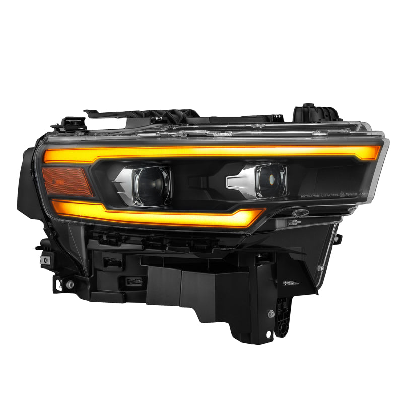 AlphaRex 25-26 Dodge Ram 1500 Luxx LED Proj Headlights -Black w/Activ Lit/ Seq Signal/Switchbk DRL - 880907