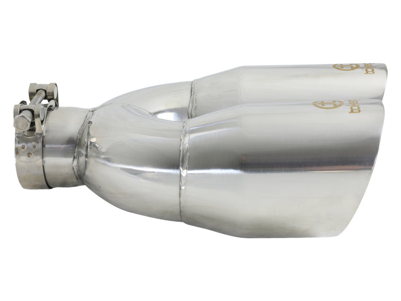 aFe Takeda 2.5in 304 Stainless Steel Clamp-on Exhaust Tip Drivers Side 2.5in Inlet 4inDual- Polished - 49T25484-P122