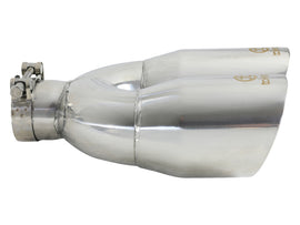 aFe Takeda 2.5in 304 Stainless Steel Clamp-on Exhaust Tip Drivers Side 2.5in Inlet 4inDual- Polished