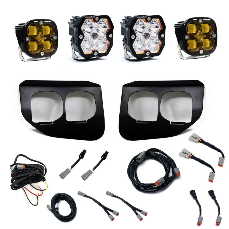Baja Designs 20-22 Ford SD Squadron 2.0 SAE/Sport Dual Fog Pocket Kit (SAE Fog) - Amber/Clear - 440042
