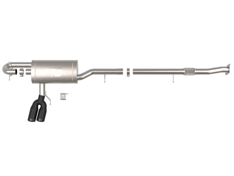 AFE 23-24 L4 GM Colorado/Canyon Rebel Series 3 IN 304 Stainless Steel Cat-Back System w/Black Tip - 49-34142-B