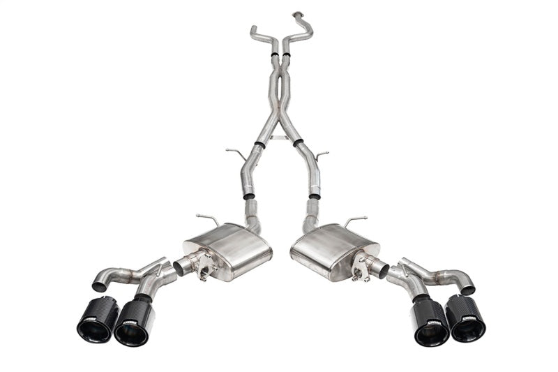 Corsa 2022-25 Caddy CT5 V Blackwing 3in. Cat-Back w/ Act. Exh. - Dbl X-Pipe - Twin 4.5in. BlkCF Tips - 21320CFBLK