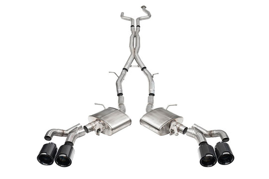 Corsa 2022-25 Caddy CT5 V Blackwing 3in. Cat-Back w/ Act. Exh. - Dbl X-Pipe - Twin 4.5in. BlkCF Tips - 21320CFBLK