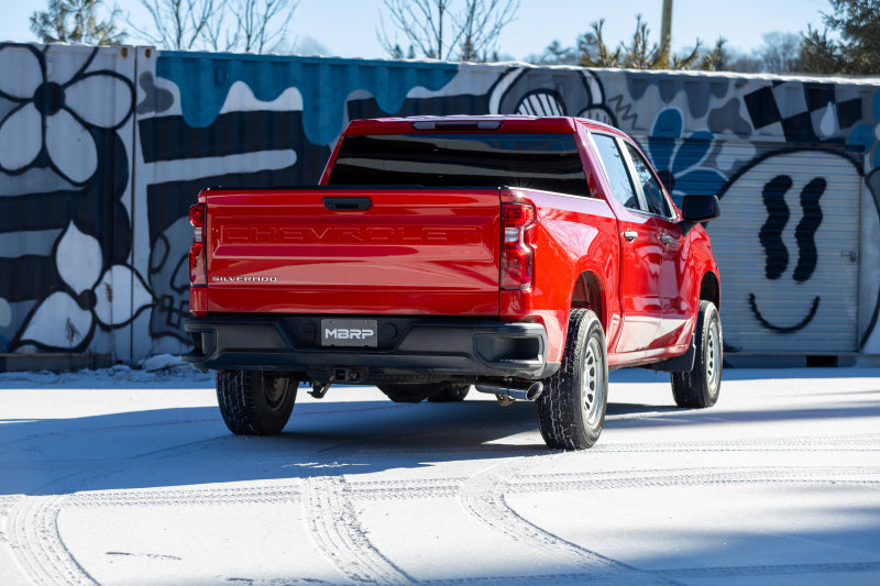 MBRP 19-24 GM 1500 Silverado/Sierra 2.7L T304 SS 3in Cat-Back w/ Single Side 4in Dual Wall Tip - S5019304