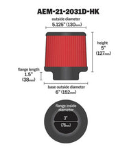 Load image into Gallery viewer, AEM Dryflow 3in. X 5in. Round Tapered Air Filter - 21-2031D-HK