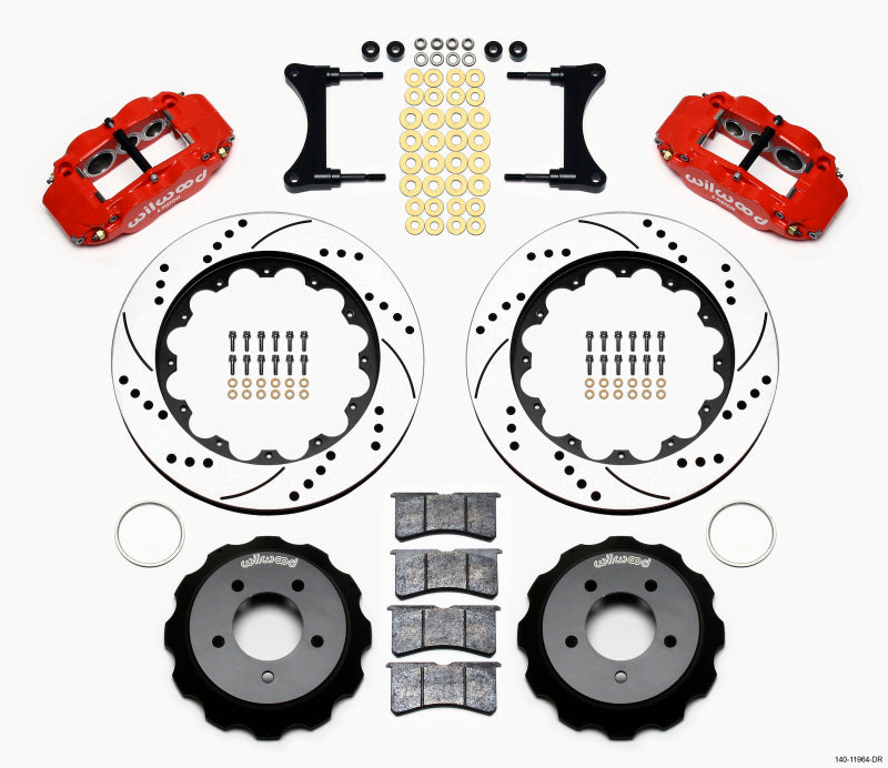 Wilwood Narrow Superlite 6R Front Hat Kit 14.00in Drill Red 93-96 Mazda RX7 - 140-11964-DR