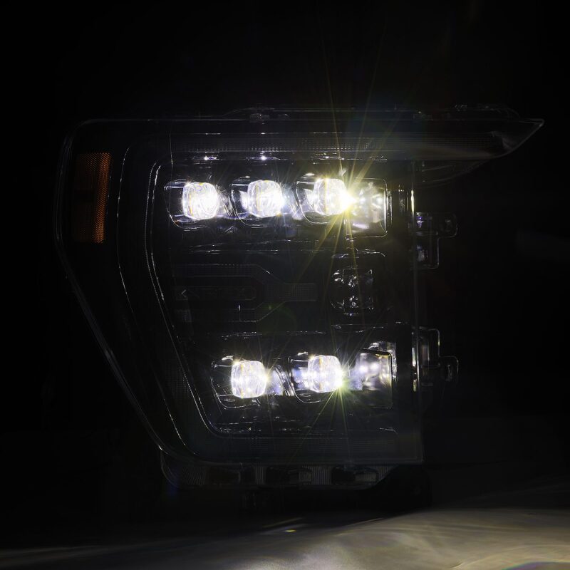 AlphaRex 21-22 Ford F-150 NOVA LED Proj Headlights Plank Style Alpha Blk w/Activ Light/Seq Signal - 880138