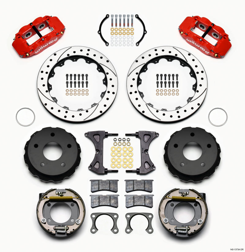Wilwood Narrow Superlite 4R Rear P-Brk Kit 12.88in Drilled Red Big Ford 2.00in Off Bronco 5 x 5.50 - 140-13734-DR