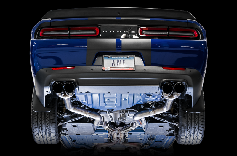 AWE Tuning 2017+ Dodge Challenger 5.7L Track Edition Exhaust - Diamond Black Quad Tips - 3015-43152