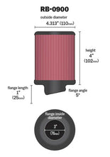 Load image into Gallery viewer, K&amp;N Universal Rubber Filter 3 inch 5 Degree FLG 4 1/2 inch OD 4 inch Height - RB-0900