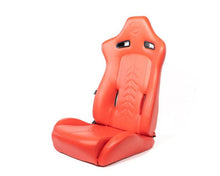 Load image into Gallery viewer, NRG Reclinable Sport Seats (Pair) The Arrow Red Vinyl w/ Pressed NRG Logo w/ Red Stitch - RSC-810RD L/R