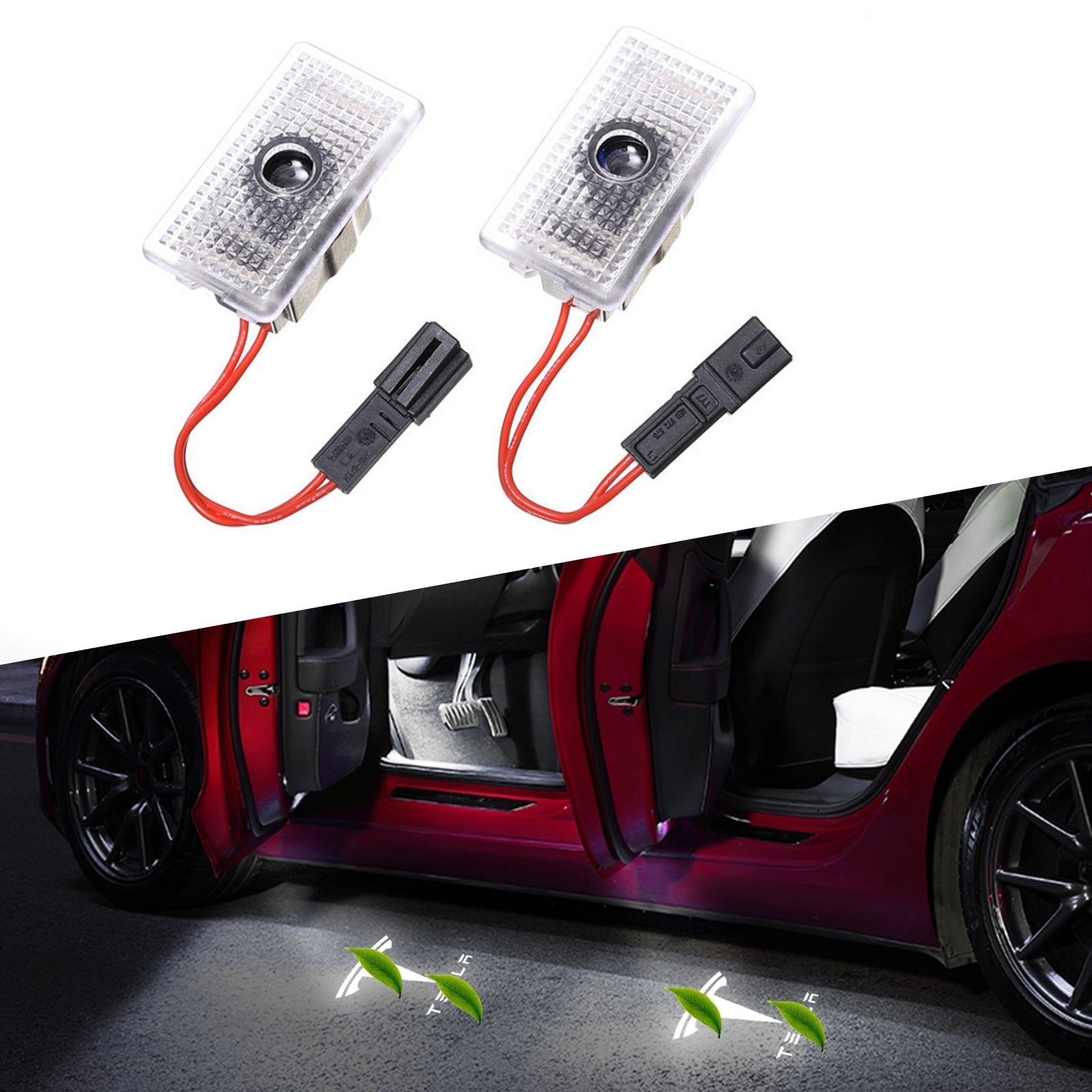 LED Logo Tesla Puddle Lights for Model 3/Y/S/X | TESERY