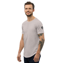 Load image into Gallery viewer, Valvetronic Men&#39;s Curved Hem T-Shirt white text