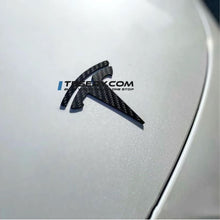 Load image into Gallery viewer, Model 3 / Y T Logo Overlay Front &amp; Rear - Real Carbon Fiber Exterior