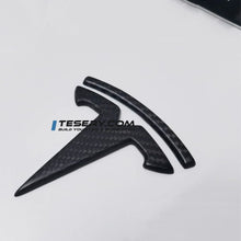 Load image into Gallery viewer, Model 3 / Y T Logo Overlay Front &amp; Rear - Real Carbon Fiber Exterior