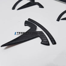 Load image into Gallery viewer, Model 3 / Y T Logo Overlay Front &amp; Rear - Real Carbon Fiber Exterior