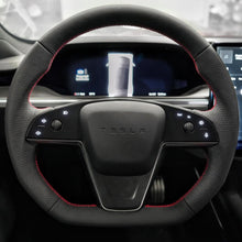 Load image into Gallery viewer, TESERY Touch Horn Plaid Round Steering Wheel Replacement for Tesla Model S / X 2021-2023