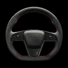 Load image into Gallery viewer, TESERY Touch Horn Plaid Round Steering Wheel Replacement for Tesla Model S / X 2021-2023