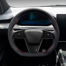 Load image into Gallery viewer, TESERY Touch Horn Plaid Round Steering Wheel Replacement for Tesla Model S / X 2021-2023