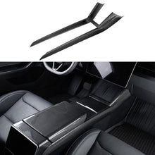 Load image into Gallery viewer, Real Dry Carbon Fiber Center Console Combo Side Panel &amp; Charging Pad Overlay for Model 3 Highland &amp; New Model Y
