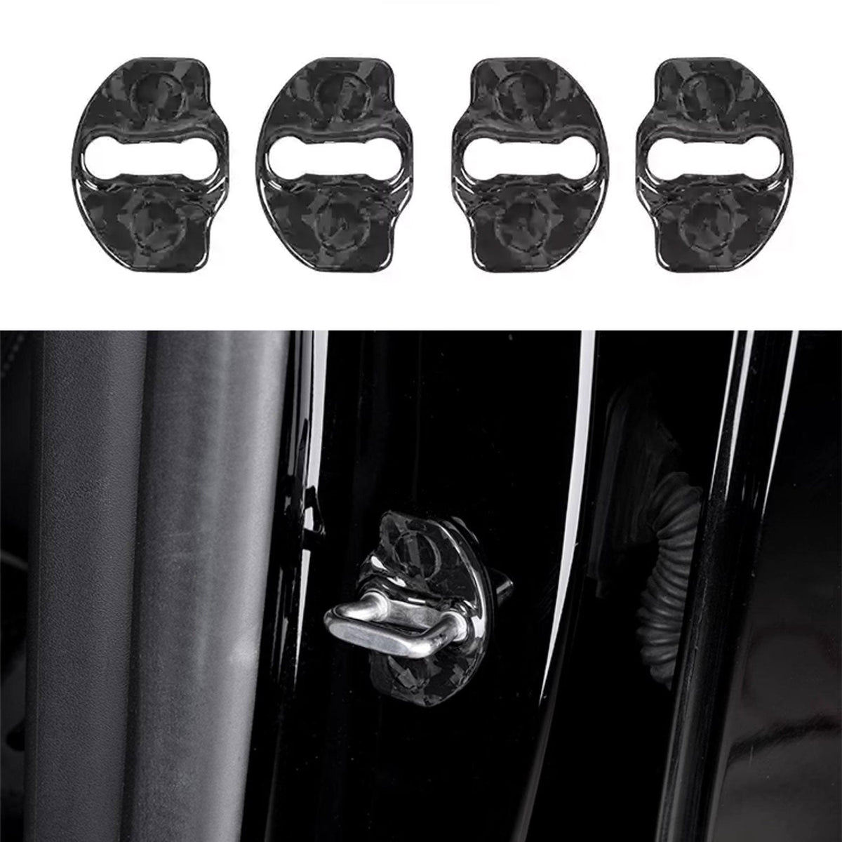 Real Dry Carbon Fiber Door Lock Cover for Tesla Model 3 & Model Y & Model YL