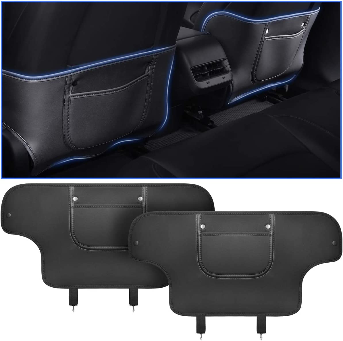Seat Back Kick Protector for Model 3/Y | Storage Pockets | Easy Clean | TESERY