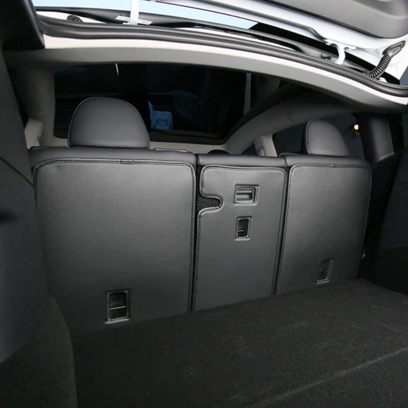 Leather Seat Back Protector with Storage for Model Y | Waterproof | Anti-Kick