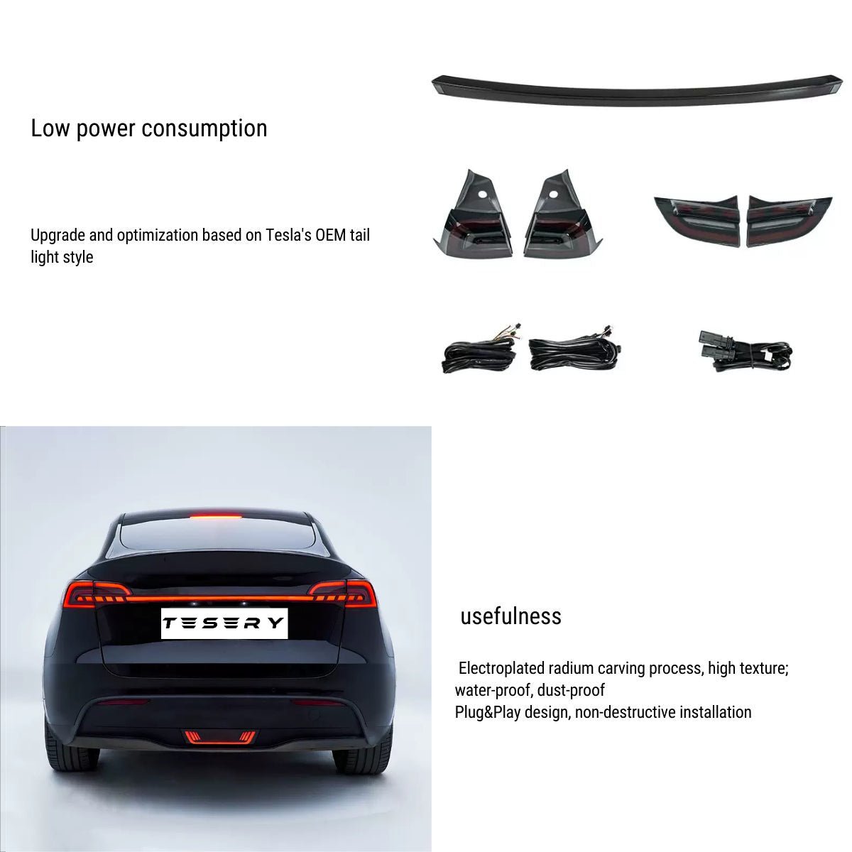 TESERY Starlink Full-Width Strip Taillight for Model 3/Y