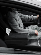 Load image into Gallery viewer, Suede Armrest Cover with Raised Pad &amp; Tissue Box for Model Y Juniper &amp; Model 3 Highland