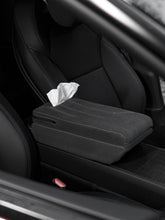 Load image into Gallery viewer, Suede Armrest Cover with Raised Pad &amp; Tissue Box for Model Y Juniper &amp; Model 3 Highland