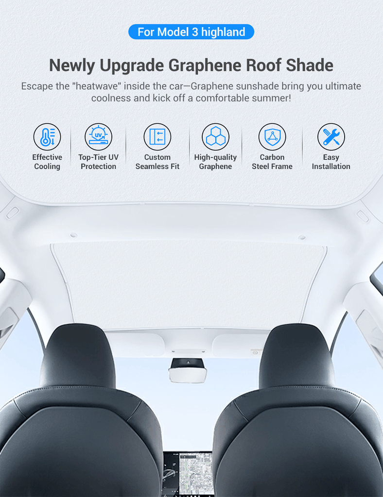 Glass Roof Sunshade for Tesla Model 3 | TESERY