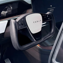 Load image into Gallery viewer, TESERY Touch Horn Carbon Fiber Yoke Plaid Steering Wheel Upgrade for Tesla Model S / X 2021-2023