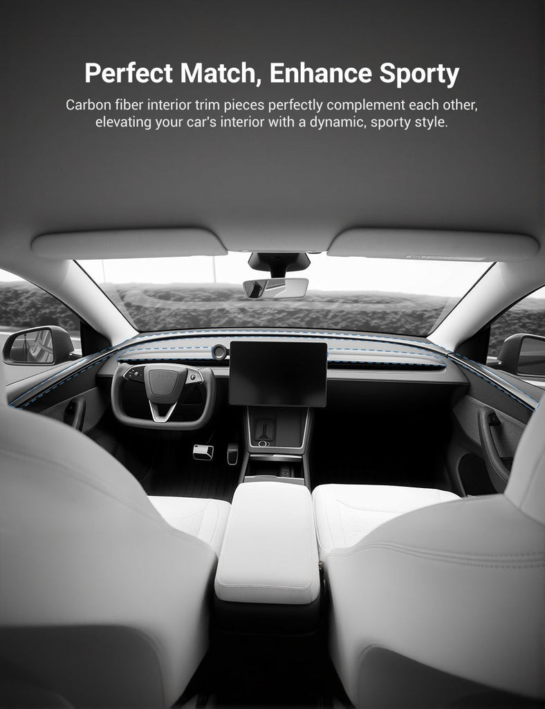 TESERY Dry Carbon Fiber Door Trim Cover for Tesla Model Y Juniper